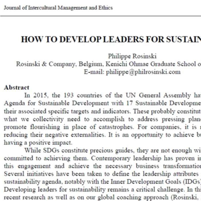 How to Develop Leaders for Sustainability?